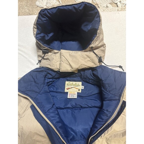 Cabelas Jacket Men XL Tan GoreTex Goose Down Removable Hood Hunting Coat Vintage - Picture 8 of 16